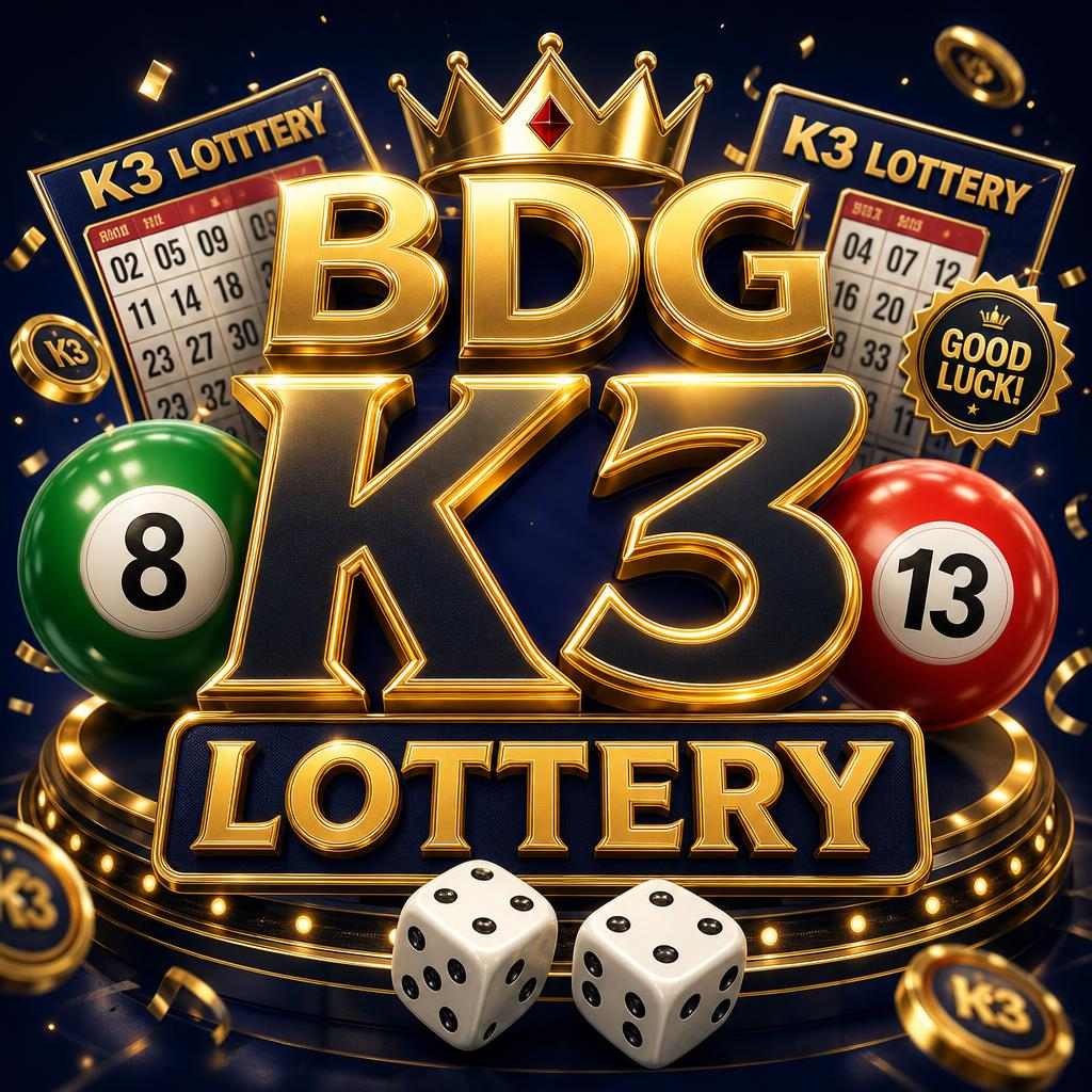 BDG K3 Lottery artwork with crown, lottery tickets and dice