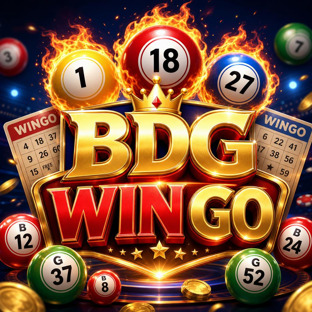 BDG Win Go artwork with flaming numbered lottery balls and a crown